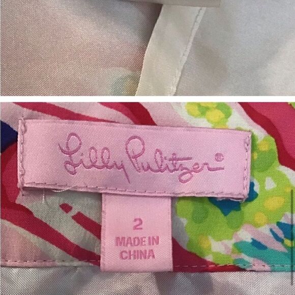 Lilly Pulitzer Silk Saemus Dress in Schooner Blue Land Escape Print Size 2 - Picture 13 of 16